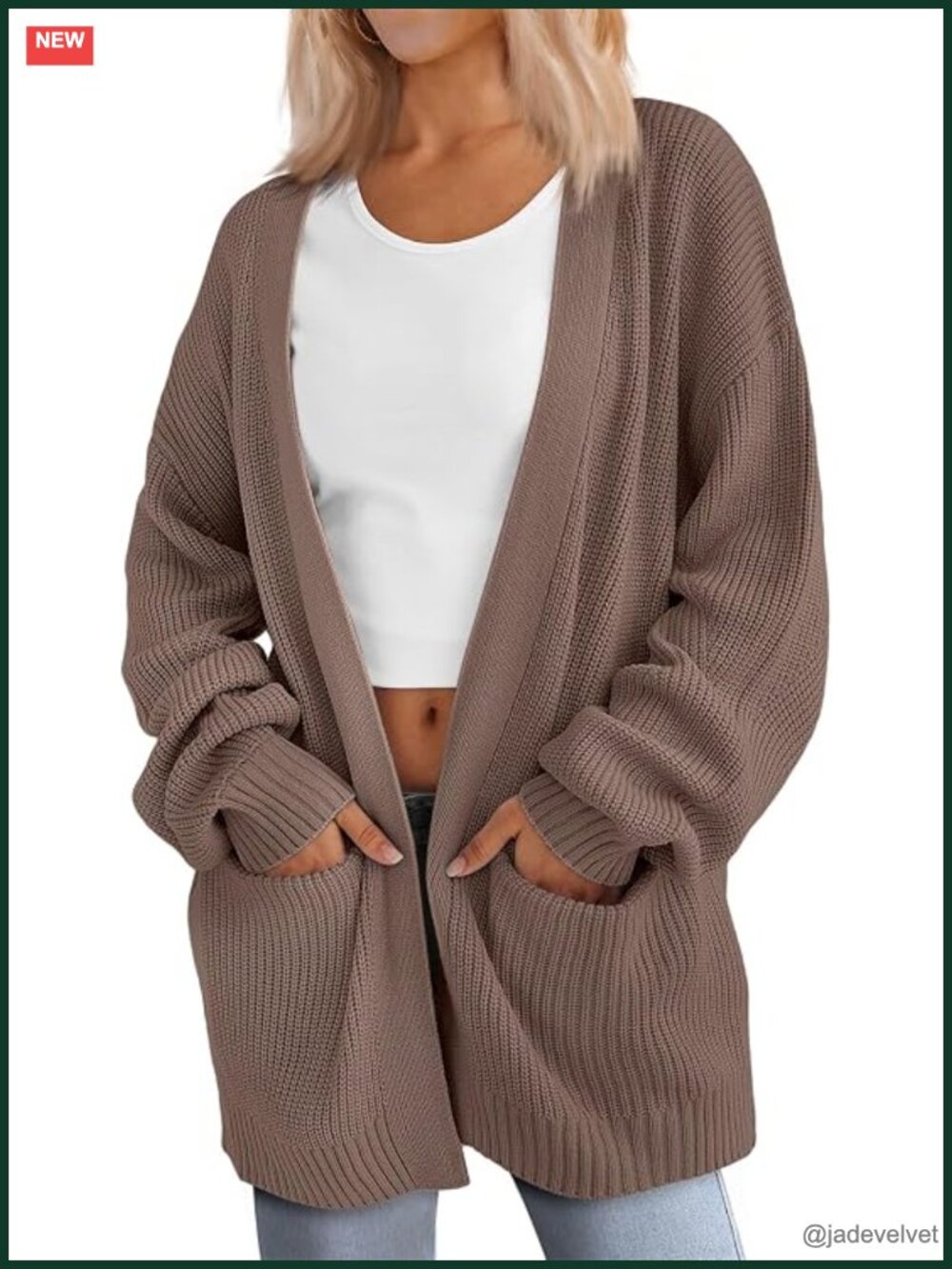 Oversized Knit Cardigan with Pockets Soft Long Sleeve